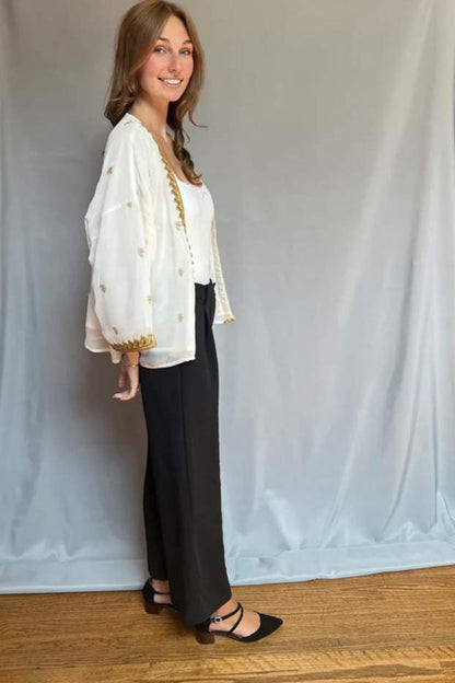 Kimono - White with Gold Sequins and Border