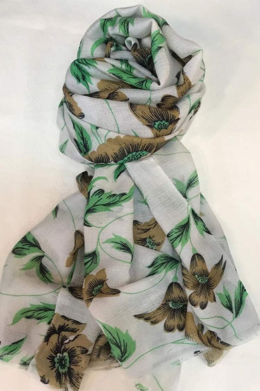 Cashmere Scarf - Floral Earthtone