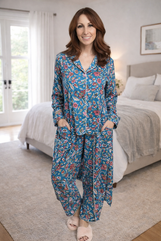 Block Print Robe - Jewel Tone