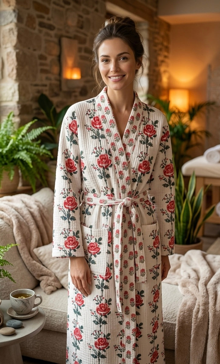Cozy reversible robe- Rose