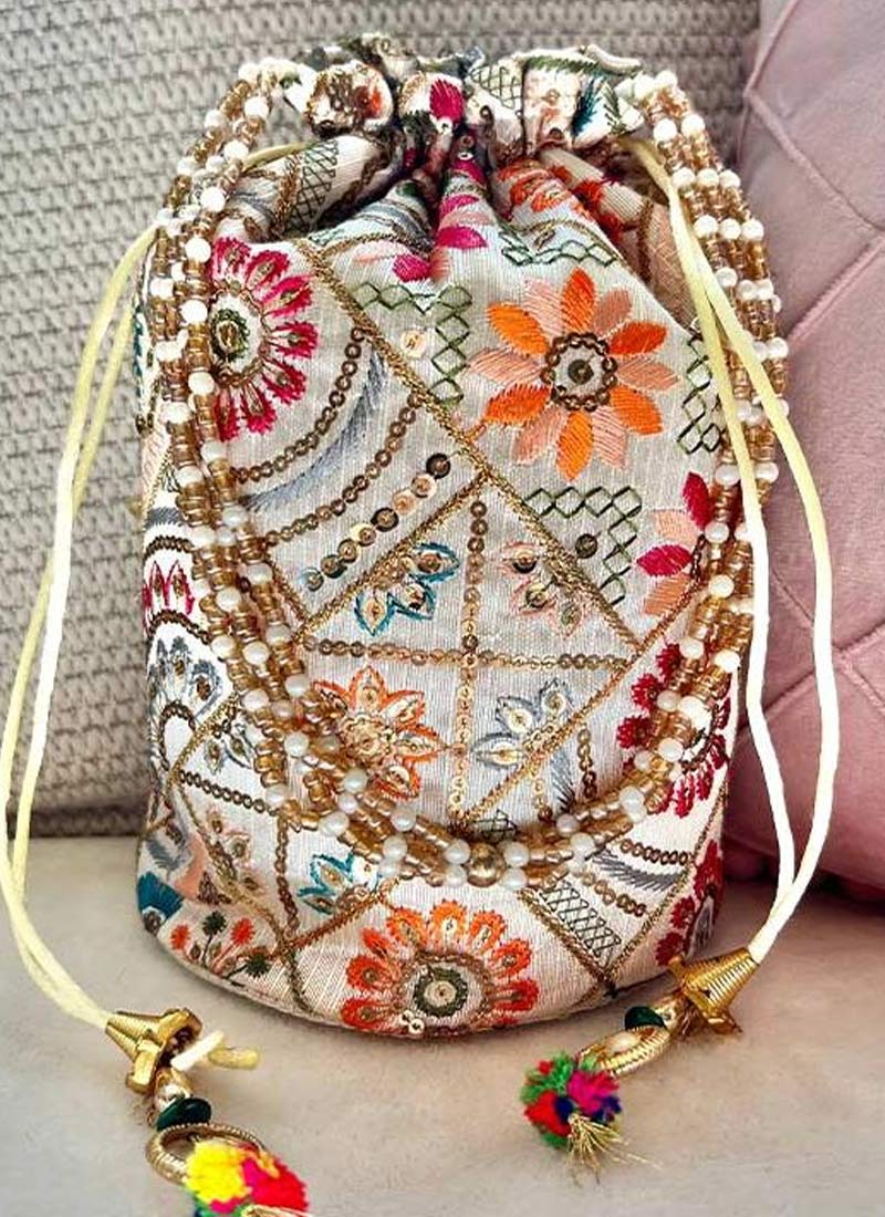 Bejeweled Potli Bag - Multicolor Bucket Style