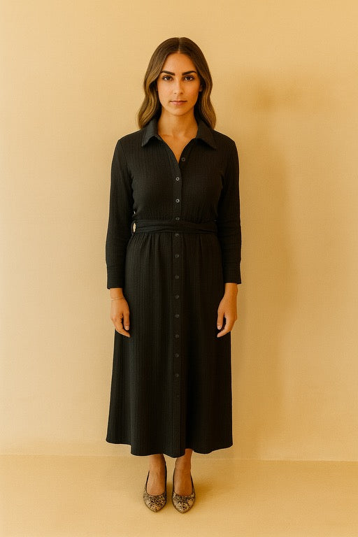 Shirt Dress - Grayish Black
