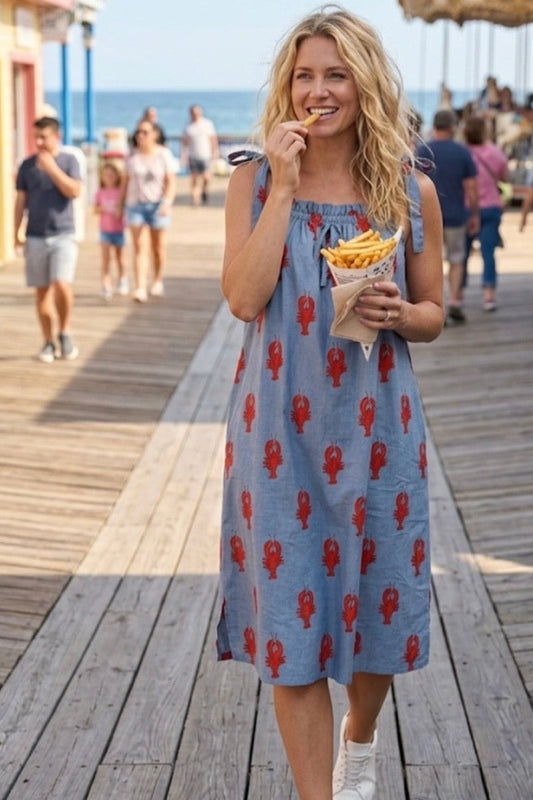 Leslie dress - Blue Gray Lobster