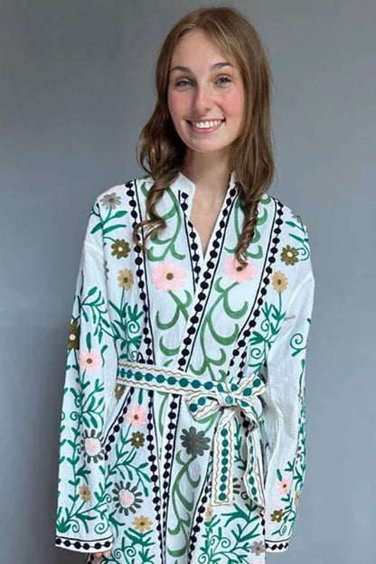 Embroidered Cotton Jacket - Robe Style