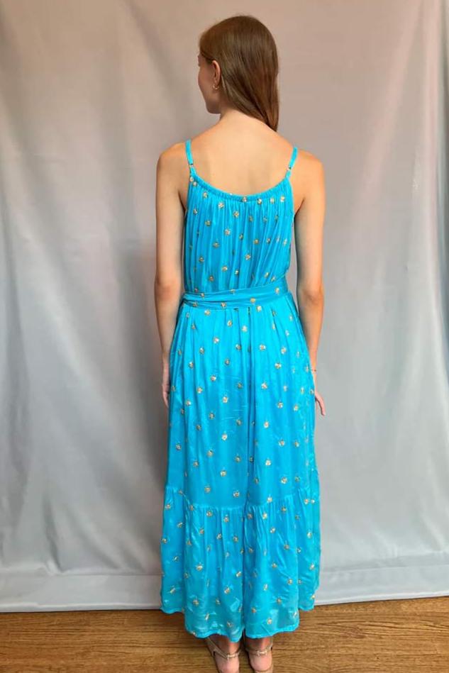 Gold Sequin Maxi Dress - Turquoise