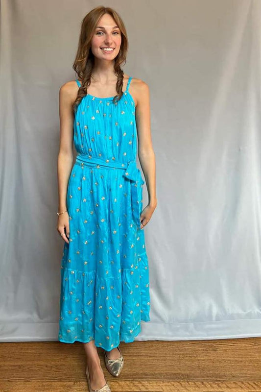 Gold Sequin Maxi Dress - Turquoise