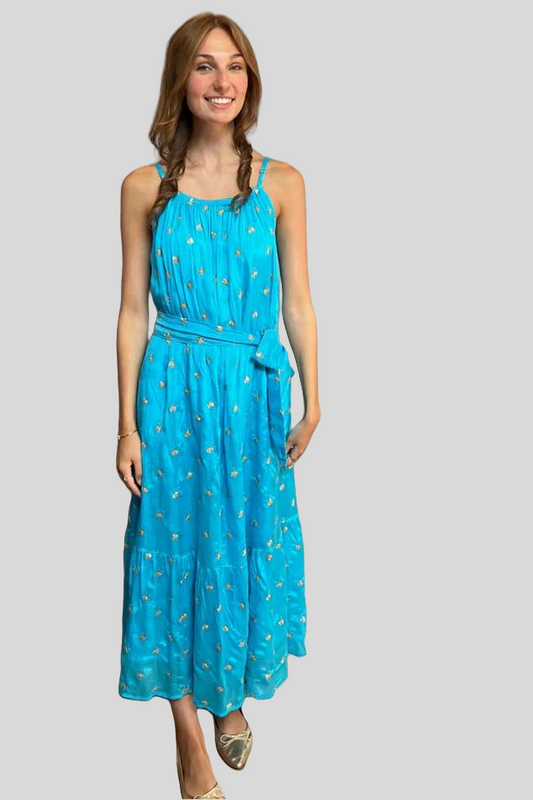 Gold Sequin Maxi Dress - Turquoise