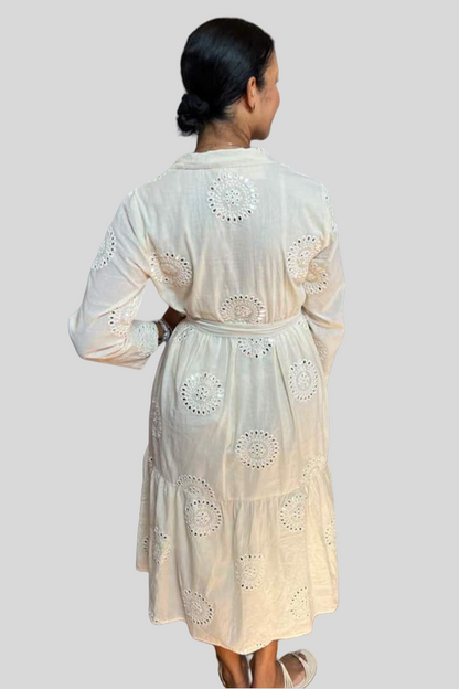 Shirt Dress Tiered - Ivory Mirror