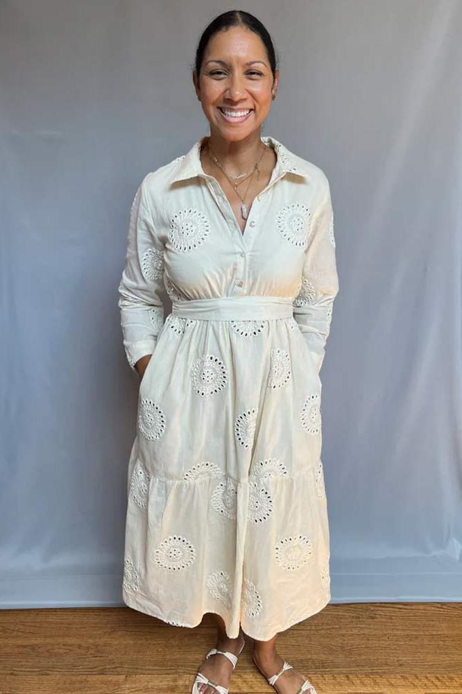 Shirt Dress Tiered - Ivory Mirror