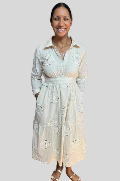Shirt Dress Tiered - Ivory Mirror