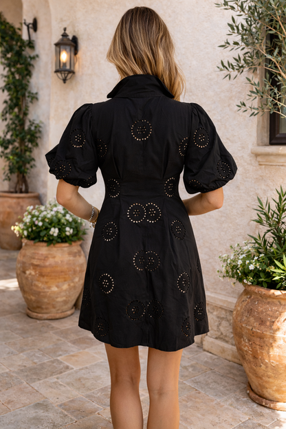 Puff Elegance Contour Dress - Black Mirror