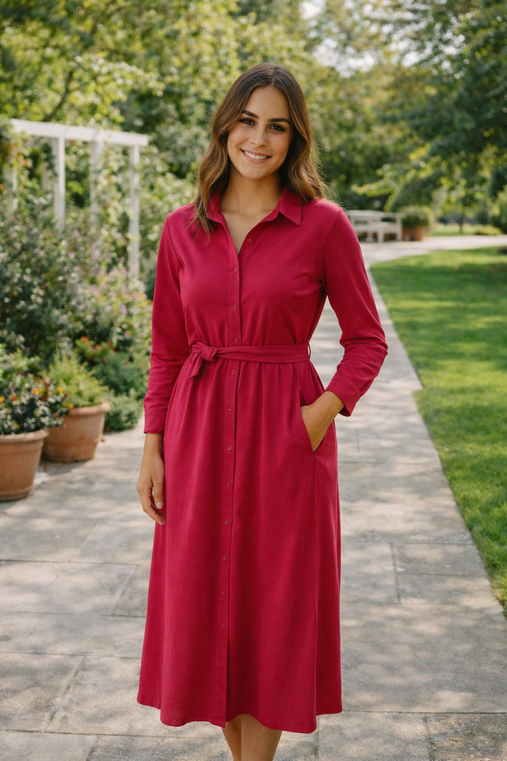 Shirt Dress - Fuschia