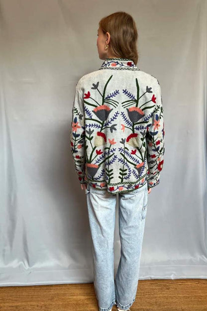 Embroidered Reversible Jacket - Blue