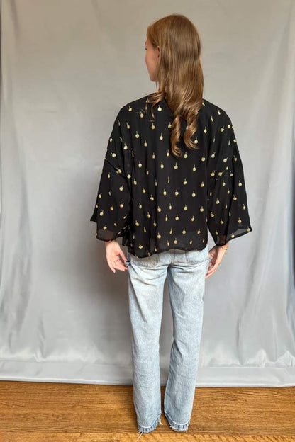 Kimono - Black With Gold Sequins