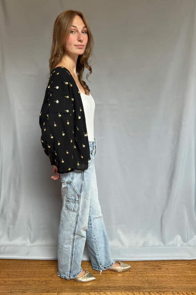 Kimono - Black With Gold Sequins