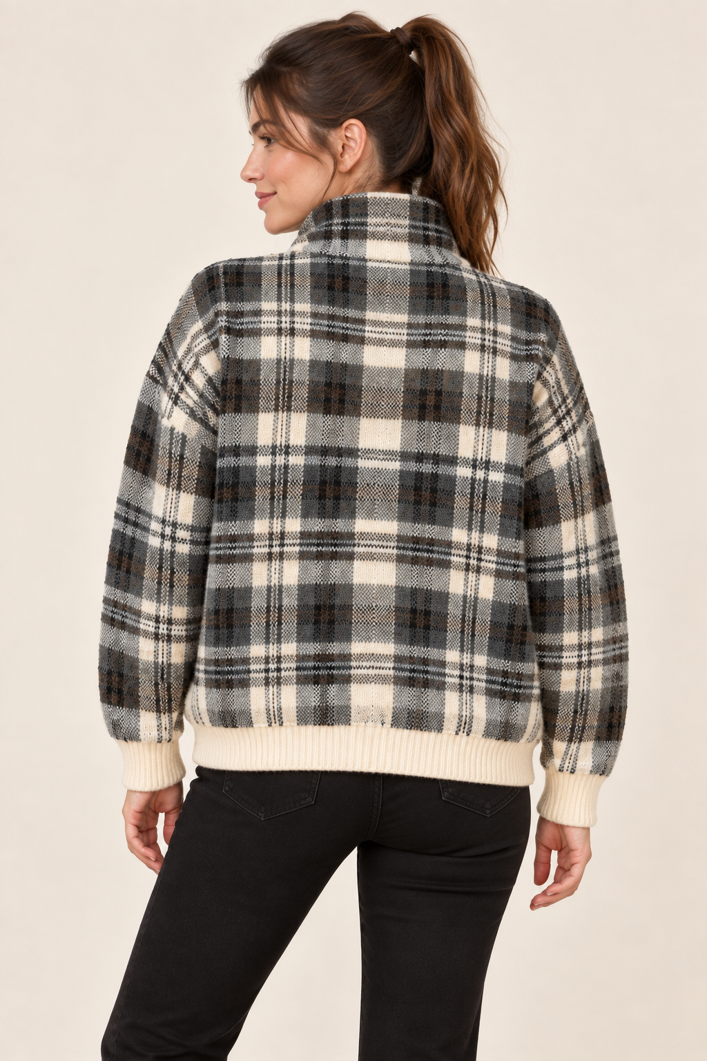 Vintage Havana Plaid Zip Up