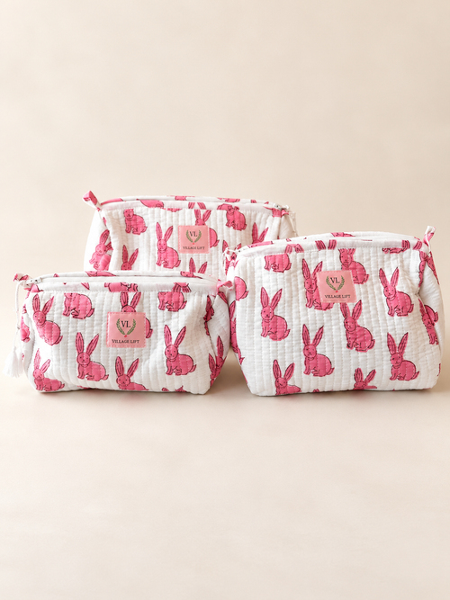 Block Print Nested Cosmetic Bags – Set of 3