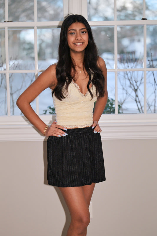 Black Lurex Mini Skirt