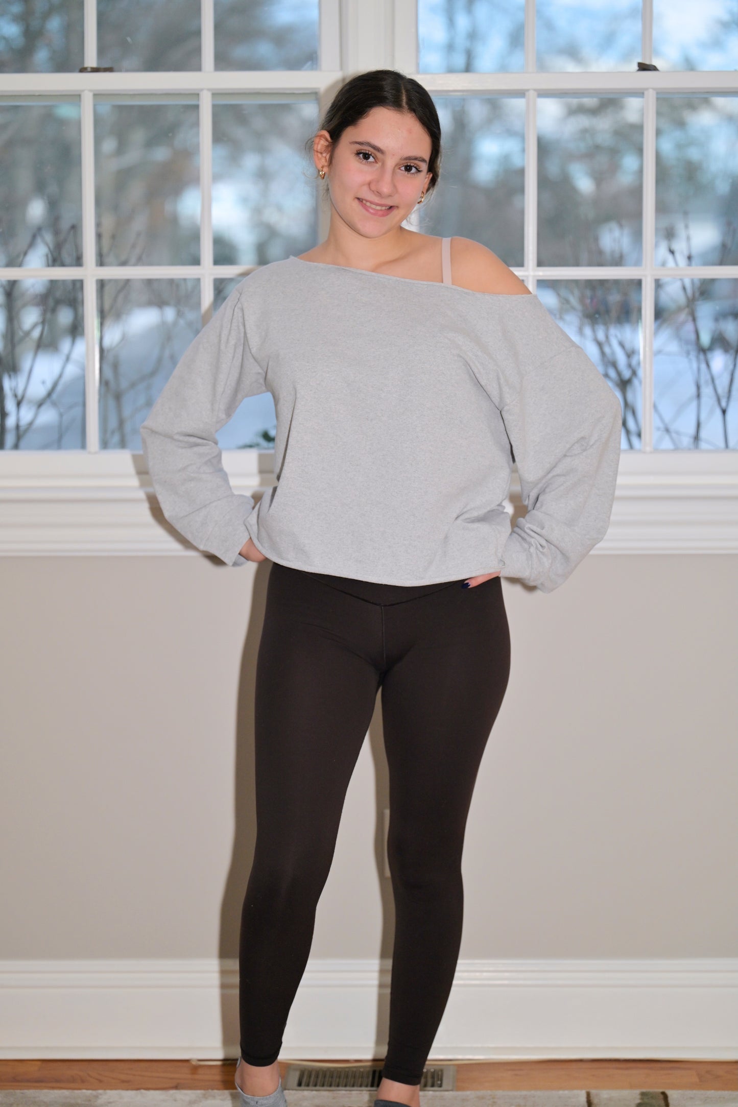 Off the Shoulder Oversized Sweatshirt - Gray