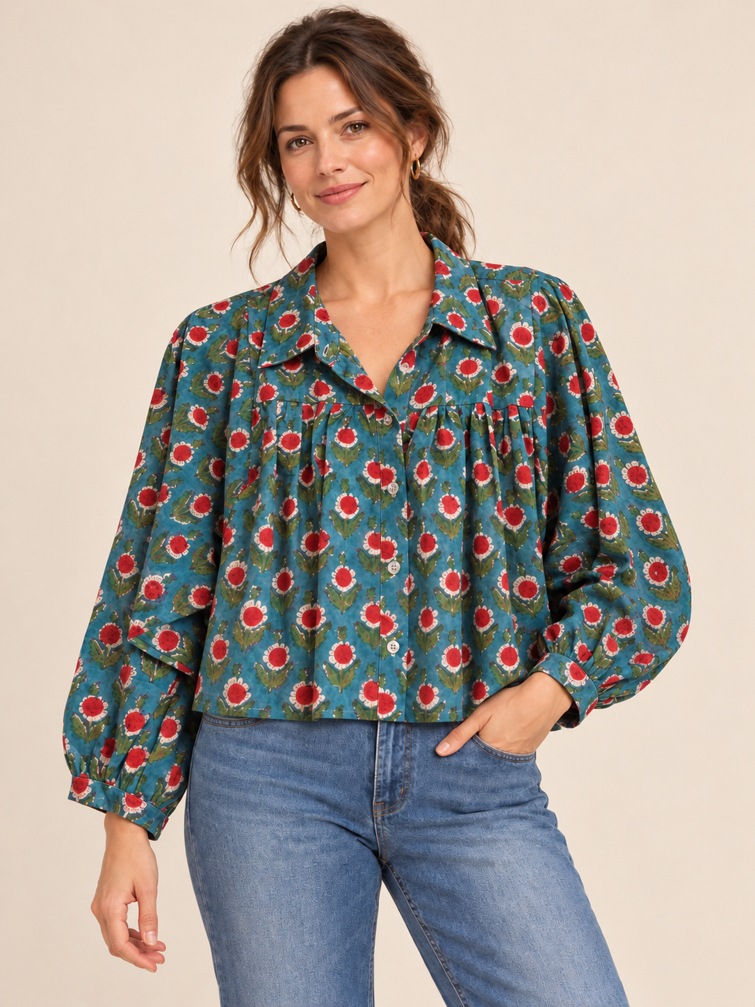 Ally Top – Cropped Button Down
