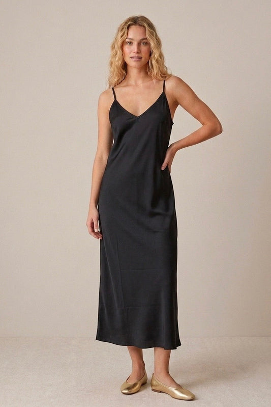 Nikki Slip Dress - Navy Satin