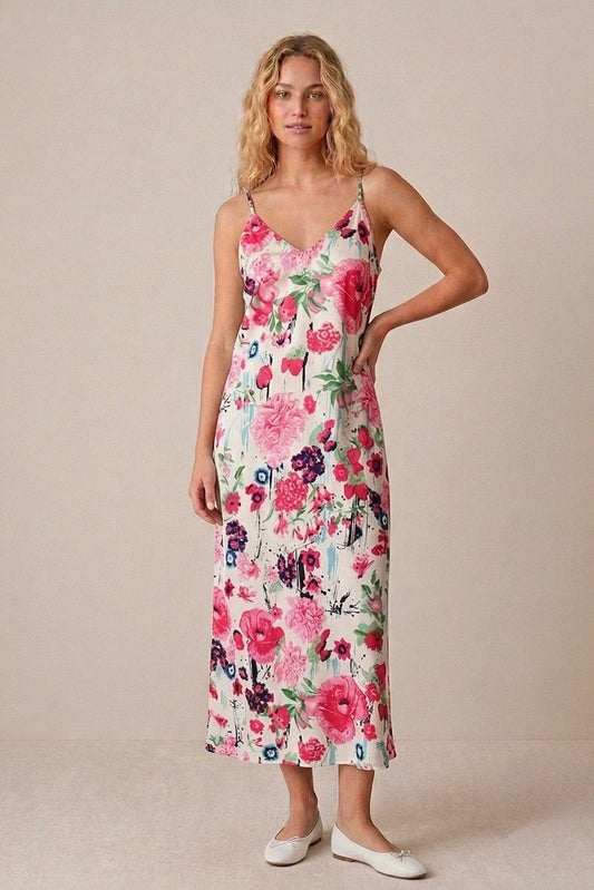 Nikki Slip Dress - Pink Art