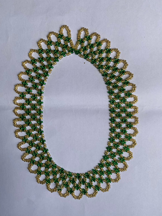 Anasi Necklace - Net Weave (Green & Gold)
