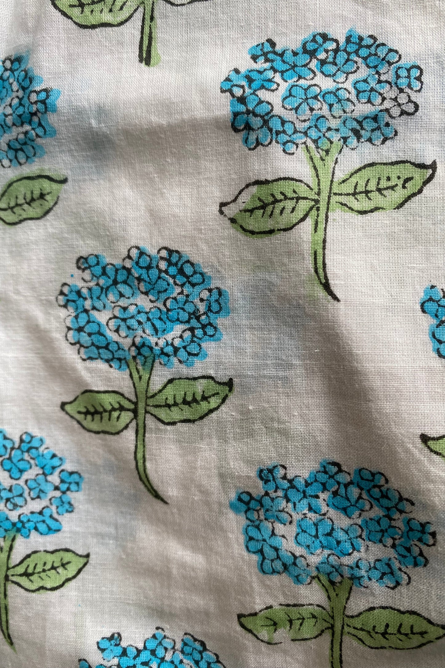 Block Print Robe - Blue Hydrangeas