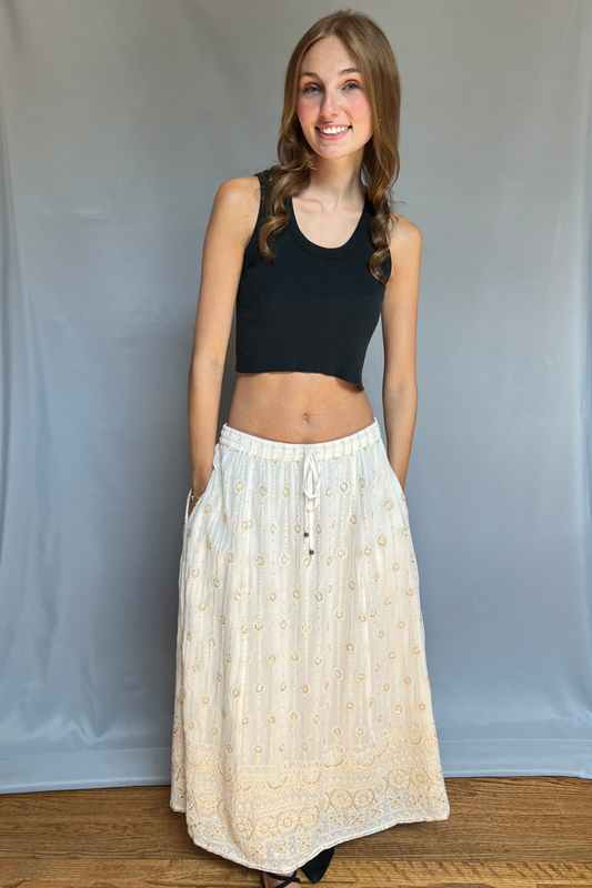 Embroidered Maxi Skirt