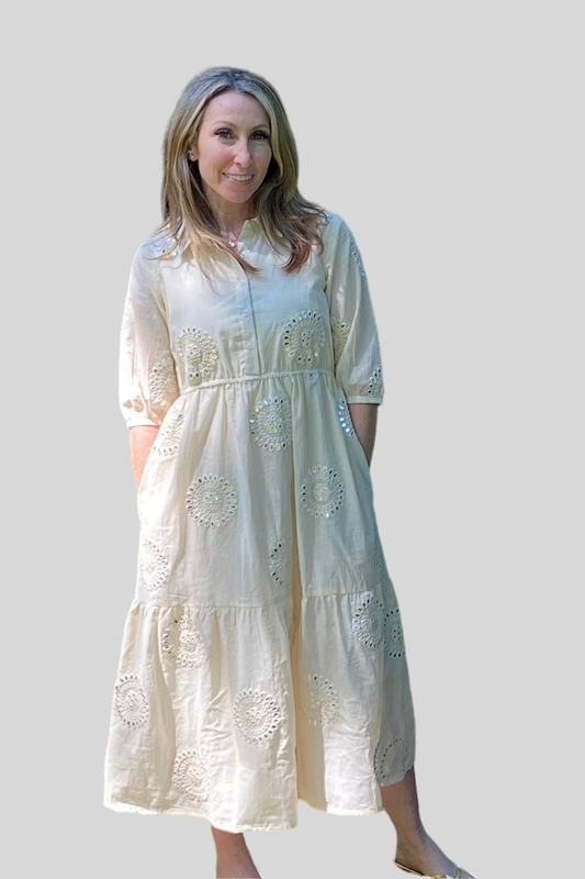 Shirt Dress Tiered - Ivory Mirror