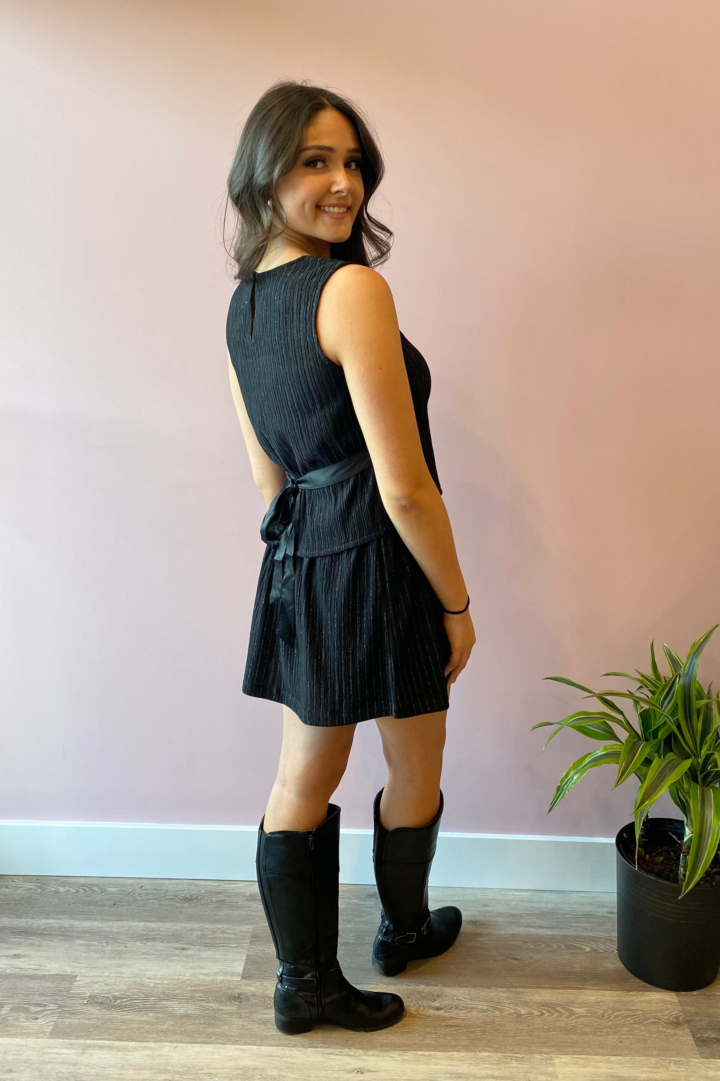 Square Neck Tank - Black Lurex