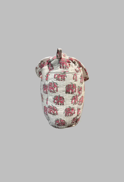 Block Print Diaper Bag - Pink Elephants