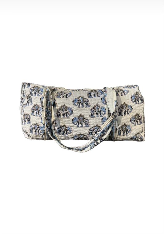 Block Print Duffle Bag - Elephants