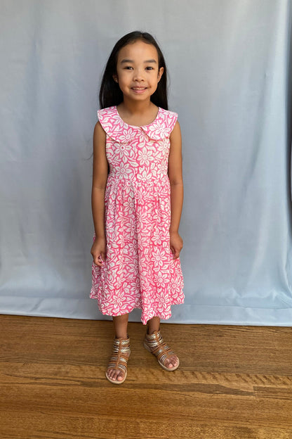 Block Print Girl's Dress - Pink