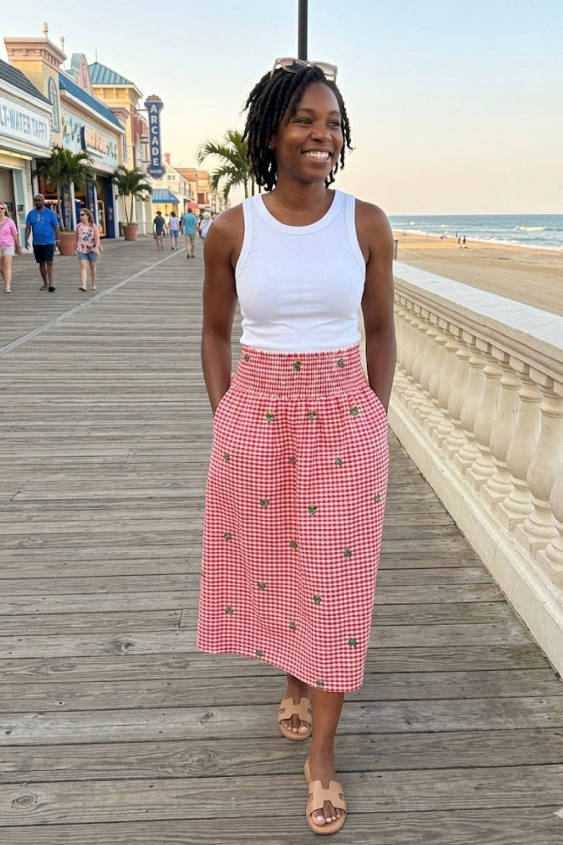 Cotton Maxi Skirt - Red and White Gingham