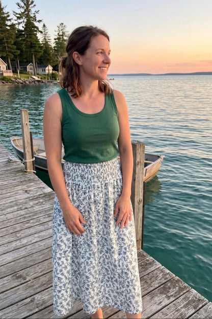 Quinn Skirt - Green & Blue Vine