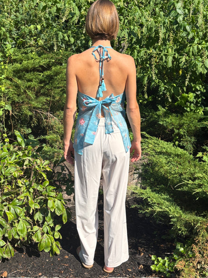 Halter Top - Blue Organza