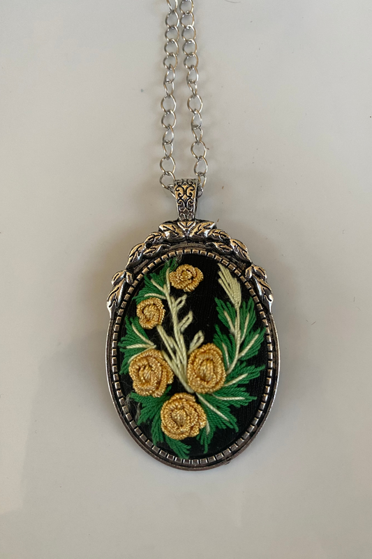 Kosovo Hand Embroidered Necklace - Yellow Flowers