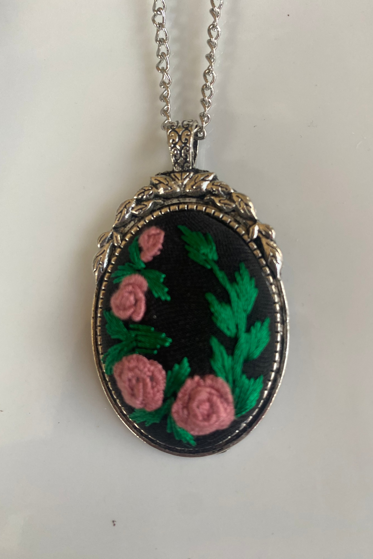 Kosovo Hand Embroidered Necklace - Pink Flowers