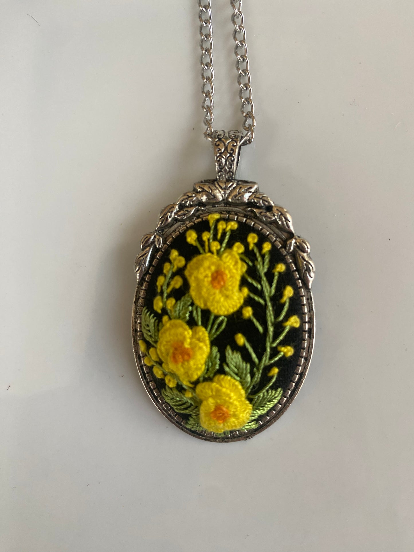 Kosovo Hand Embroidered Necklace - Shades of Yellow Flowers