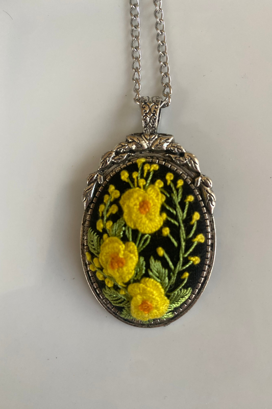 Kosovo Hand Embroidered Necklace - Shades of Yellow Flowers