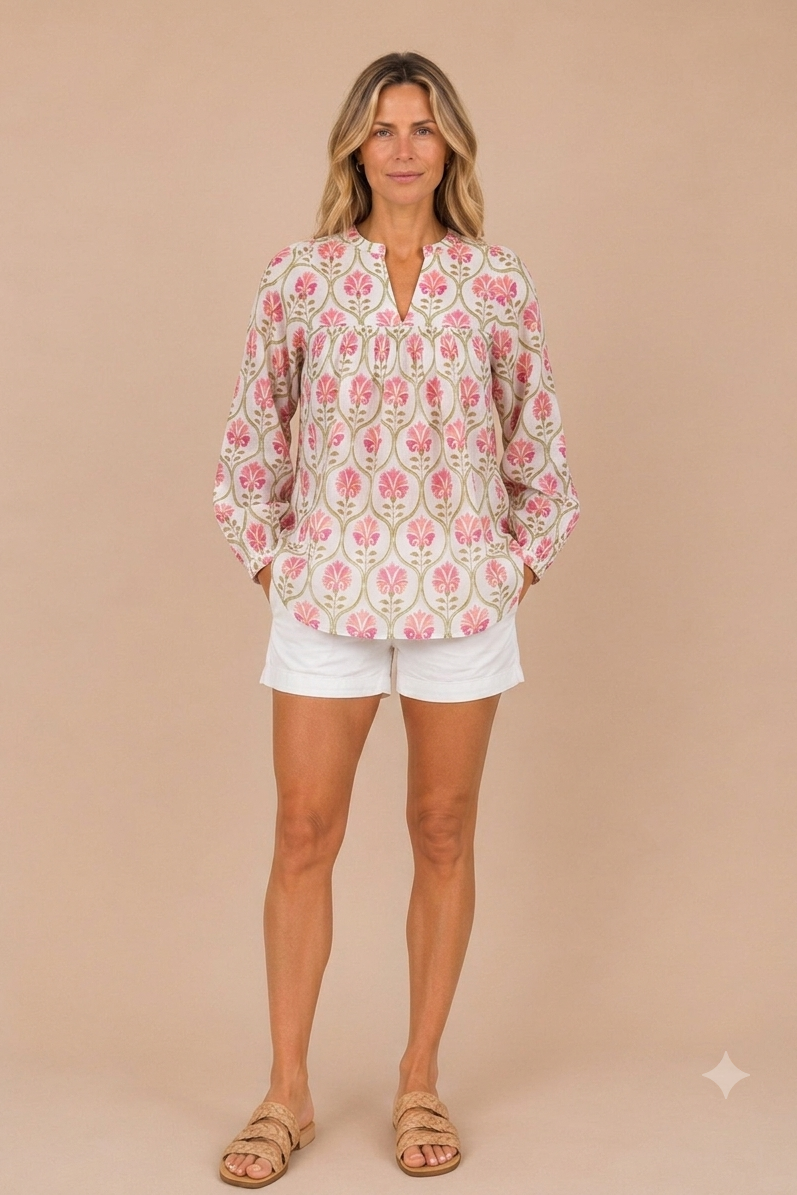Ally Top - Pink Floral