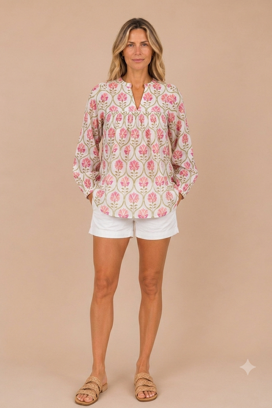 Ally Top - Pink Floral