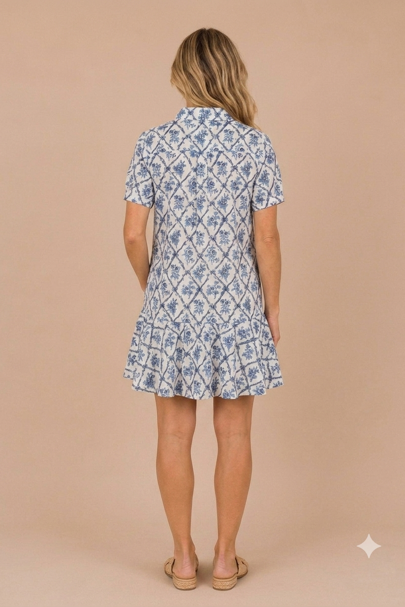 Elaine Shirt Dress - Blue Lattice