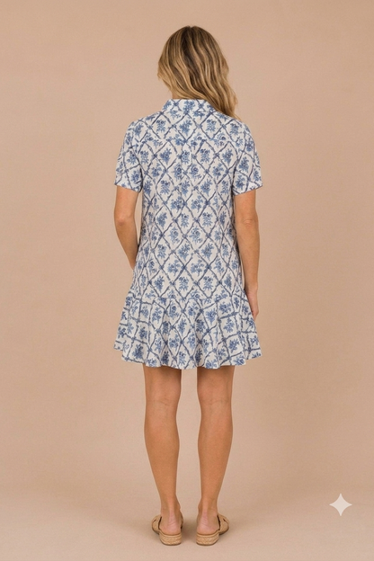 Elaine Shirt Dress - Blue Lattice