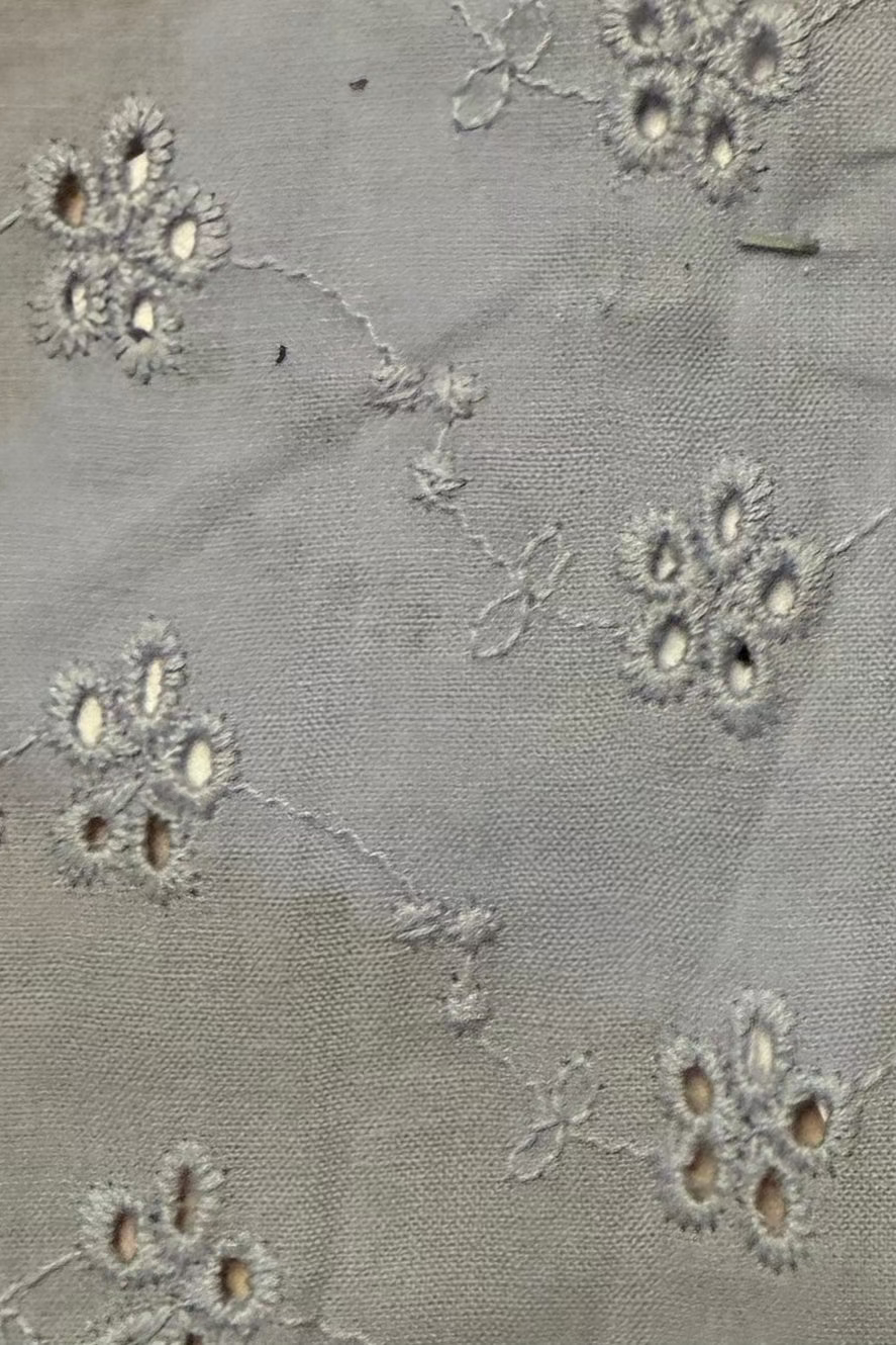 Chloe Shoulder Tie Top - Muted Blue Eyelet