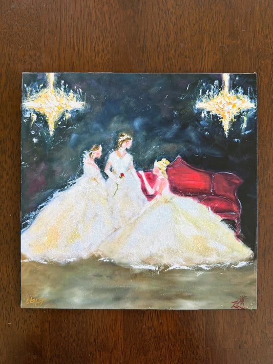 One of a Kind Handcraft Art Print - Trois Dames, Une Rose