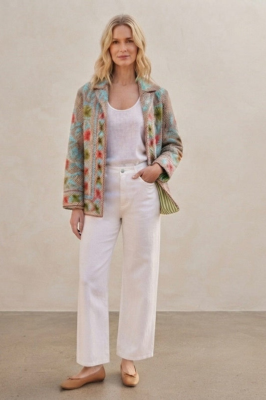 Emmy Embroidered Reversible Jacket - Floral Tweed
