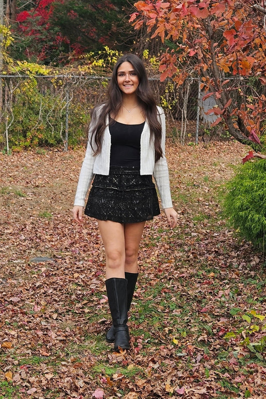 Black Sequin Mini Skirt