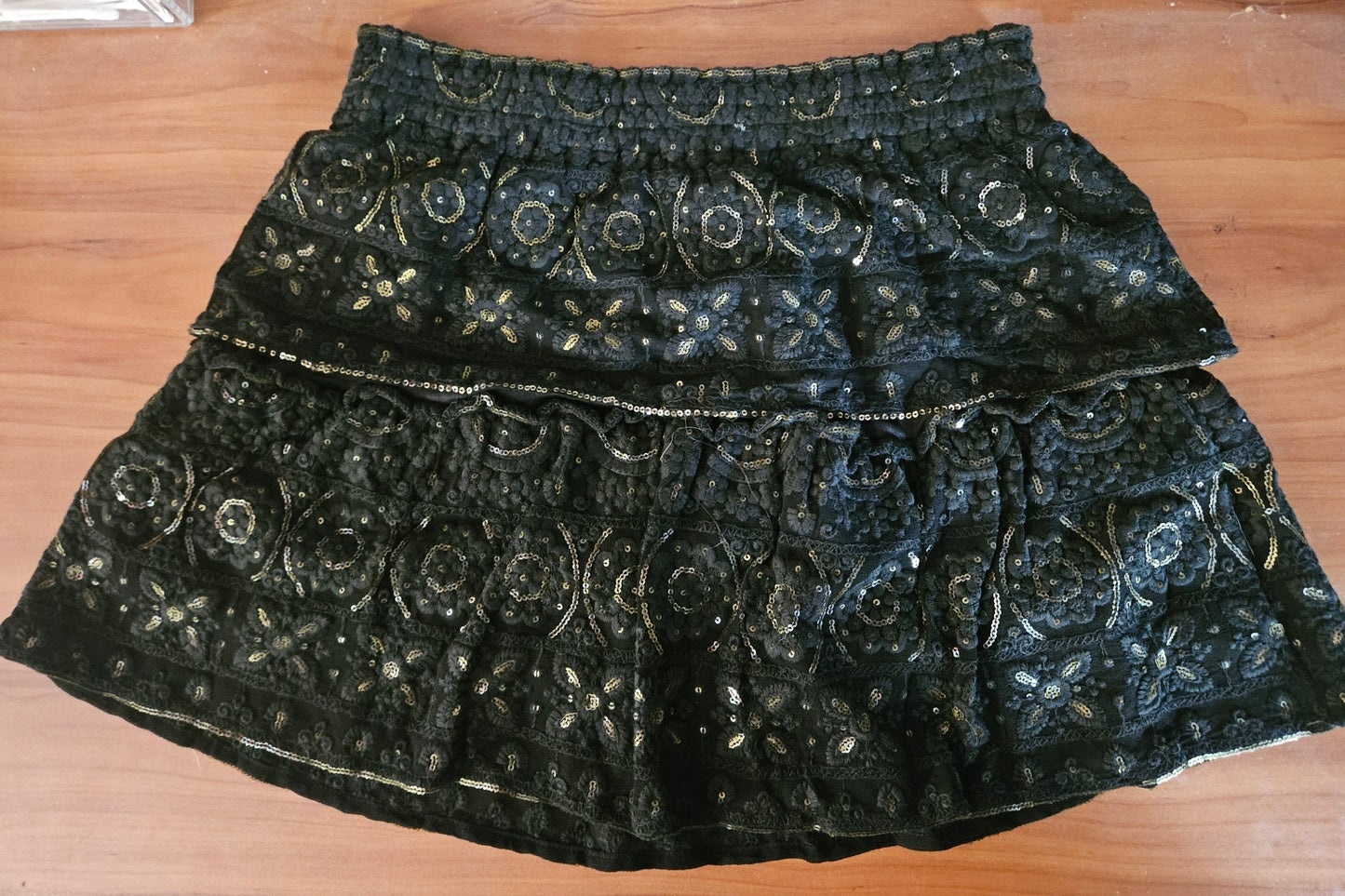 Black Sequin Mini Skirt